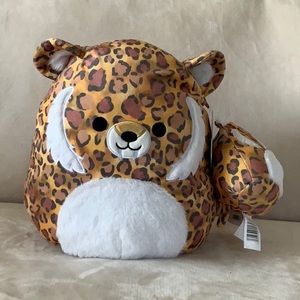 Squishmallow Cherie Mom And Baby, Brown And Yellow Saber Tooth Tiger 12" And 5"
